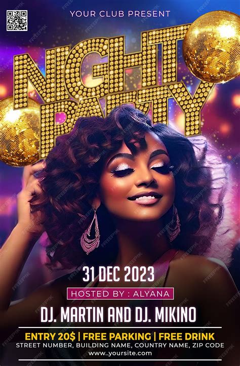 Premium Psd Psd Night Dance Party Poster Template Electrostyle Concert Disco Club Party Event