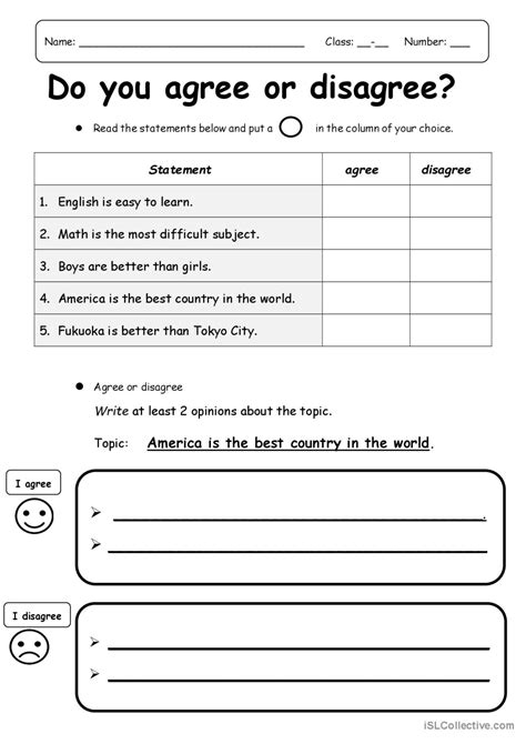 Agree Disagree Debate English Esl Worksheets Pdf Doc