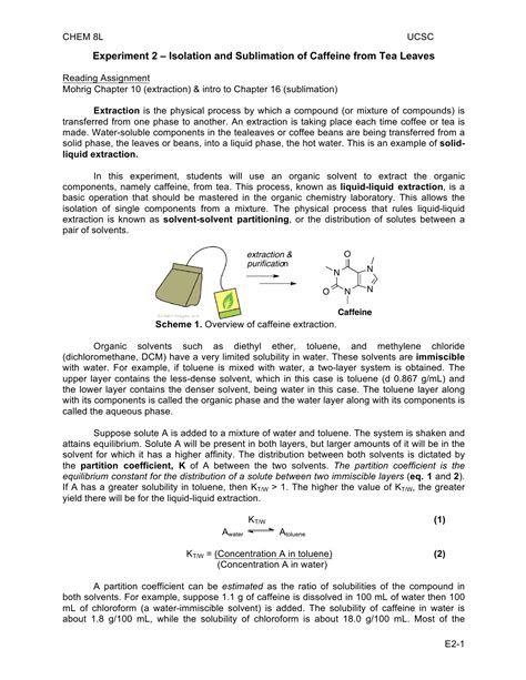 Isolation Of Caffeine From Tea Leetaropope