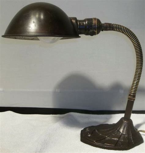 Antique Cast Iron Industrial Art Deco Gooseneck FARIES Desk Lamp