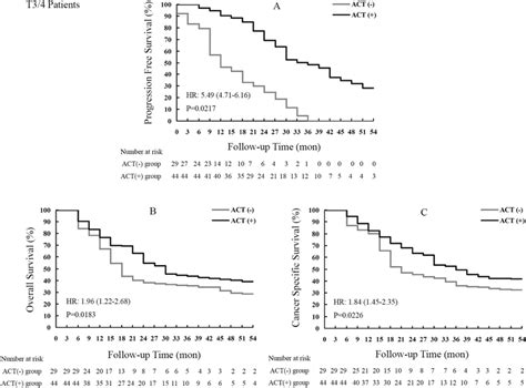 KaplanMeier Curves For Survival Outcomes In T3 T4 Stage UTUC Patients