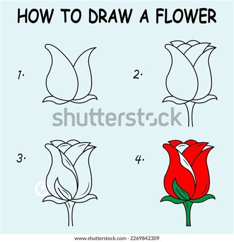 Step By Step Draw Flower Drawing Stock Vector (Royalty Free) 2269842309 ...