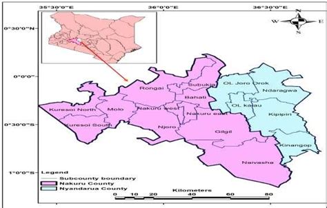 Map of Nakuru and Nyandaru Counties | Download Scientific Diagram