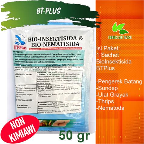 Jual BtPlus 50 Gram Bt Plus 50 Gram Insektisida Thrips Ulat Grayak