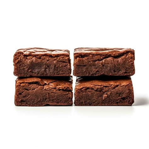 Delicious Brownies Isolated On White Background Stock Photo At