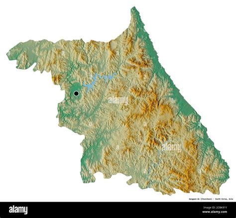 Shape of Gangwon-do, province of South Korea, with its capital isolated ...