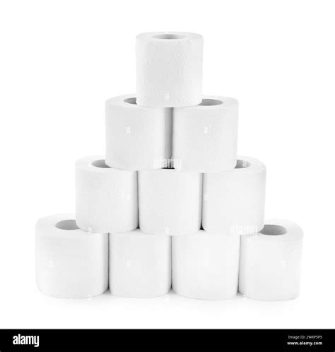 Pyramid Of Toilet Paper Rolls Isolated On White Stock Photo Alamy