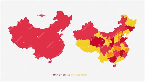 国境ベクトルと中国の地図 プレミアムベクター