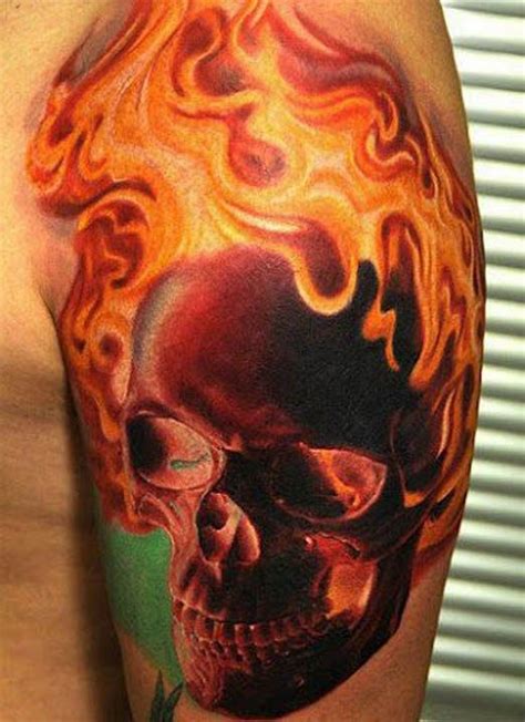 Flaming Skull Tattoos Skull Sleeve Tattoos Flame Tattoos Skull Tattoo Design