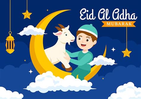 Feliz Eid Al Adha Mubarak Vector Ilustraci N De Ni Os Musulmanes