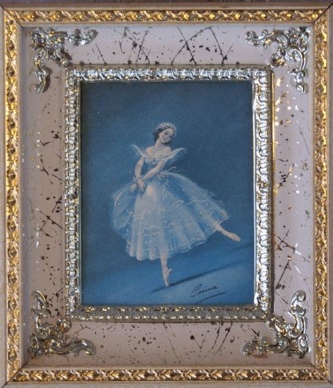 Vintage Ballerina Print By Carina Gold Silver And White Metal Etsy