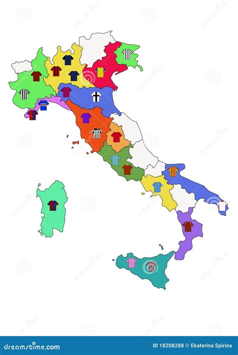 Map Of Italian Footbal Clubs Stock Vector Illustration Of Palermo