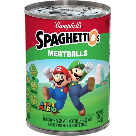 Spaghettios Super Mario Bros Canned Pasta With Meatballs 156 Oz Can