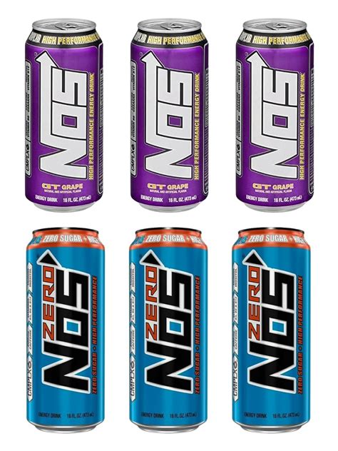 NOS Energy Drink Variety Pack 16 Fl Oz Cans Zero Sugar Energy Drink