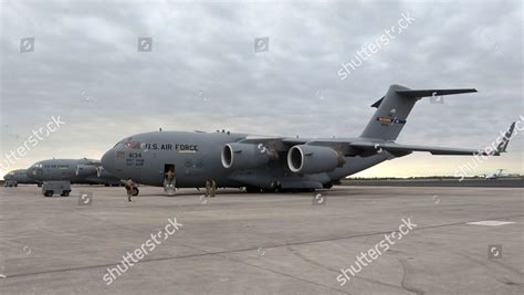 Three C17 Cargo Planes Loaded Humanitarian Editorial Stock Photo ...