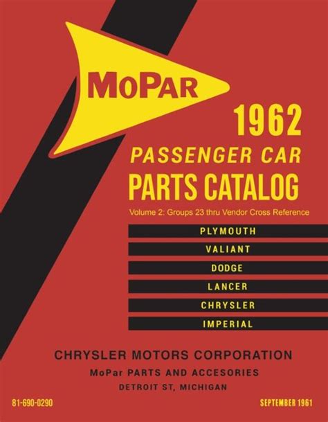 1962 MoPar Passenger Car Parts Catalog PDF Vintage MoParts