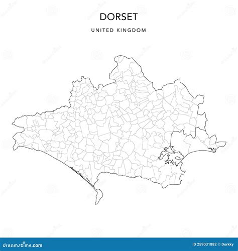 Map Of Dorset In South West England Province On White Background