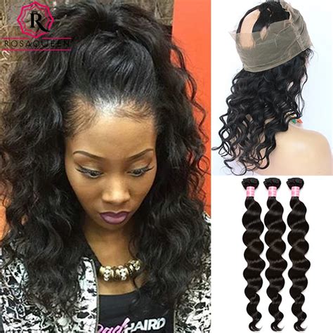 Lace Frontal With Bundles Lace Virgin Hair Peruvian Loose Wave