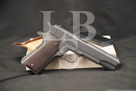 Remington Rand And Ithaca M1911 A1 45 Acp Sa Semi Auto Pistol Mfd 1943 Candr Lock Stock And Barrel