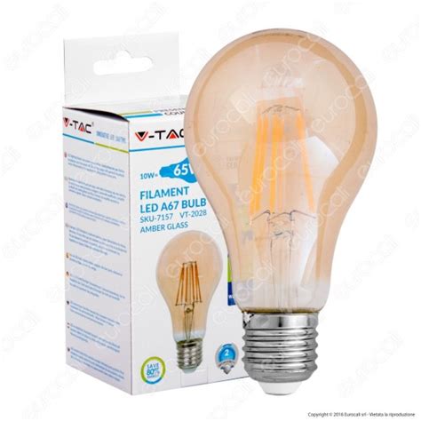 V Tac VT 2028 Lampadina LED E27 10W Bulb A67 Filamento Ambrata SKU