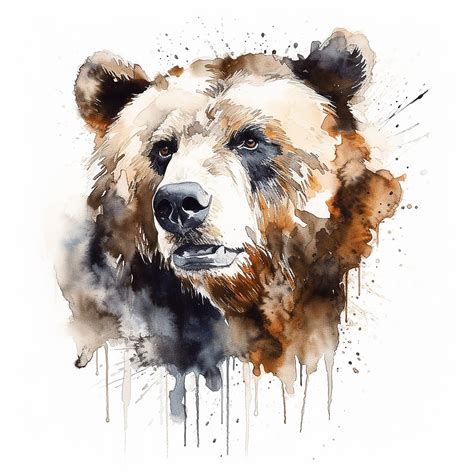 Brown Bear Watercolor Painting Printable Wall Art Digital Download - Etsy