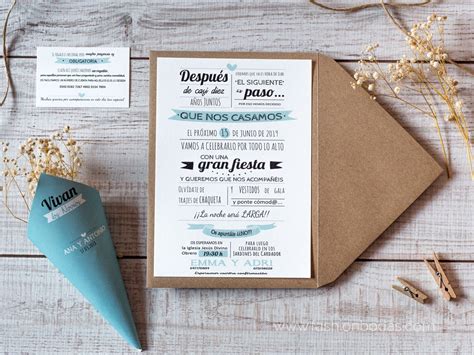 Invitacion De Boda Moderna Tipo Mr Wonderful Color Azul Sobre Forrado Sobre Sin Forro Incluido