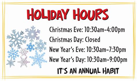 Business Hours Sign Template Free Fresh Habit Holiday Hours | Closed