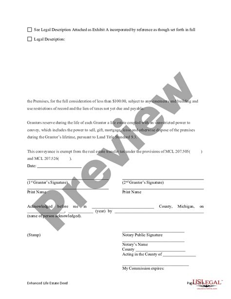 Michigan Enhanced Life Estate Or Lady Bird Deed Lady Bird Deed Michigan Us Legal Forms