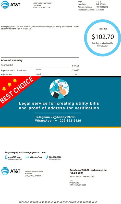 Custom Idaho Att Utility Bill