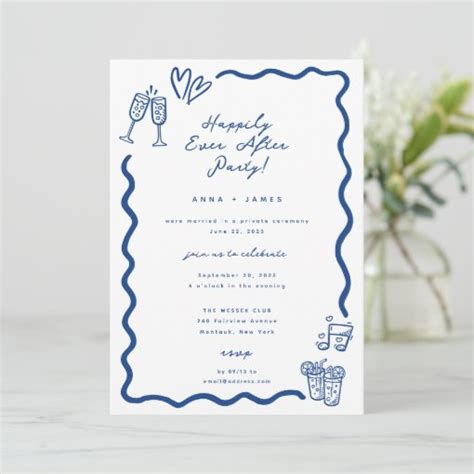 Whimsical Sketched Happily Ever After Party Invitation | Zazzle