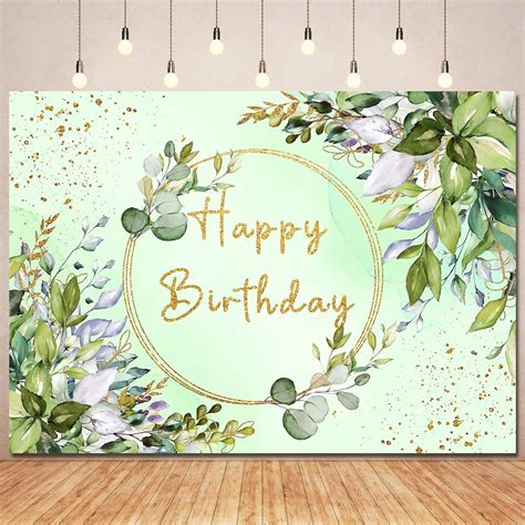 Amazon Ayayiya Greenery Birthday Backdrop Green Birthday