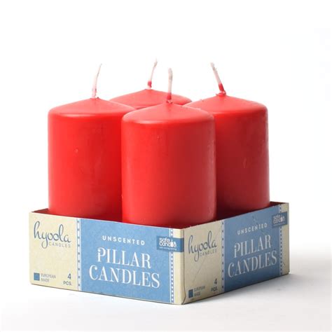 Hyoola 2 X 4 Inch Small Unscented Pillar Candles Dripless Red Pillars 4 Pack