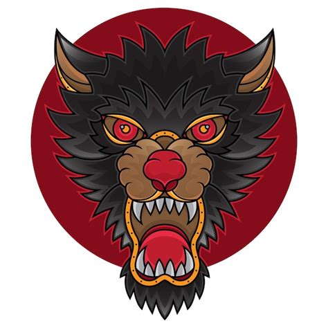 Tatuaje De Lobo Tradicional Americano Vector Premium