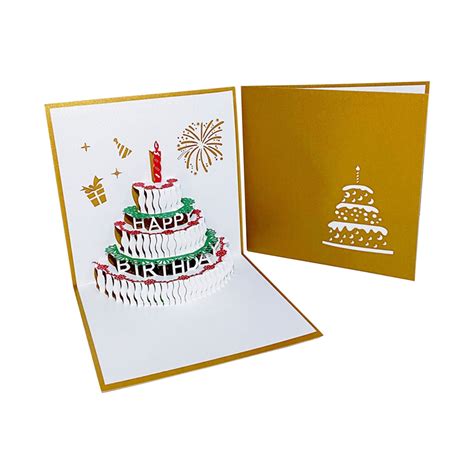 Darzheoy 3d Pop Up Birthday Cards Warming Led Light Birthday Cake Music Happy Birthday Card