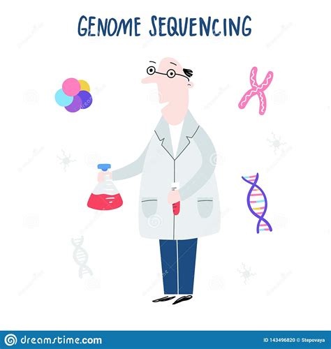 Scienziato Che Esplora La Struttura Del Dna Concetto Disegnato A Mano