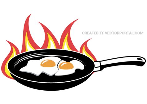 Fried Eggs On Frying Pan Vector Download Free Vector Art Free Vectors