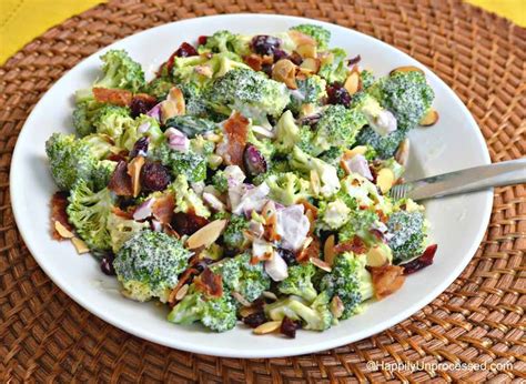 Healthy Broccoli Cranberry Almond Salad Happily Unprocessed