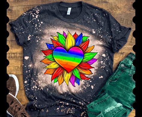 Lgbtq Color Heart And Sunflower Png Sublimation Design Lgbtq Etsy