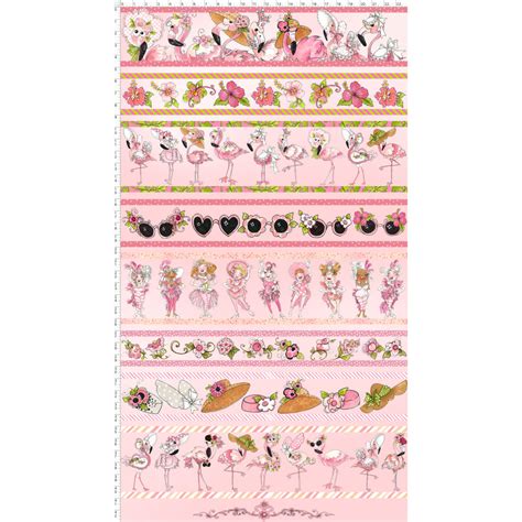 Flamingo Borders Pink Fabric