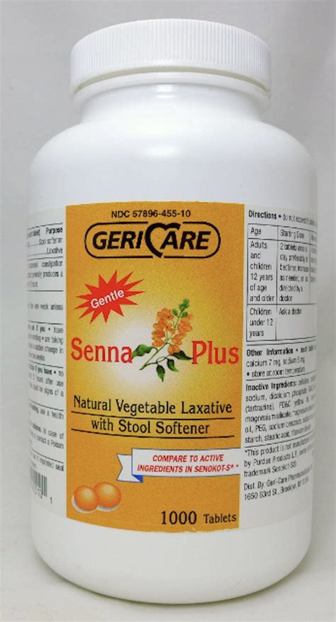 Senna Plus Natural Vegetable Laxative With Stool Softener 1000