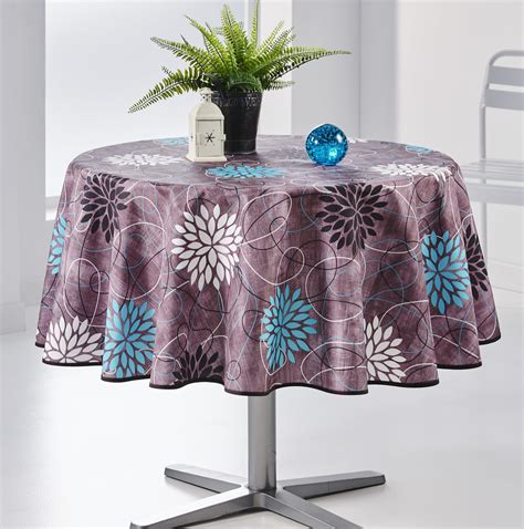 Nappe Ronde Anti T Che Violette Et Rosaces Nappe De Table Linge De