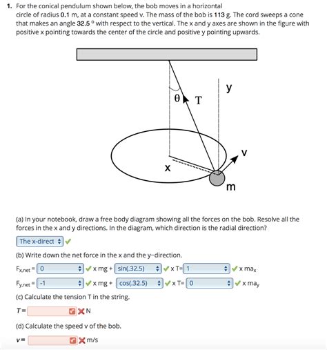 Solved 1 For The Conical Pendulum Shown Below The Bob Chegg