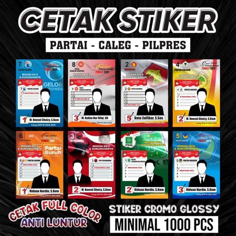 Cetak Sticker Caleg X Cm Stiker Partai Kampanye Pemilu Pilpres