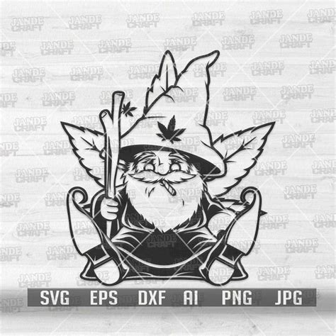 Gnome Weed Svg Smoking Joint Clipart Cannabis Stencil Inspire