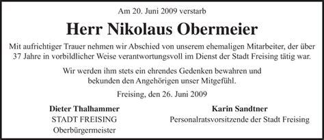 Traueranzeigen Von Nikolaus Obermeier Trauer Merkur De