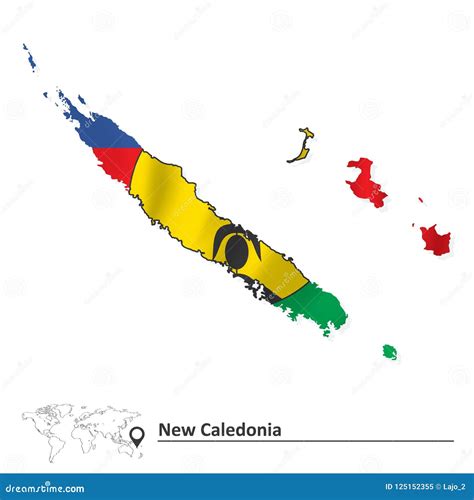 Map of New Caledonia with Flag Stock Vector - Illustration of color ...