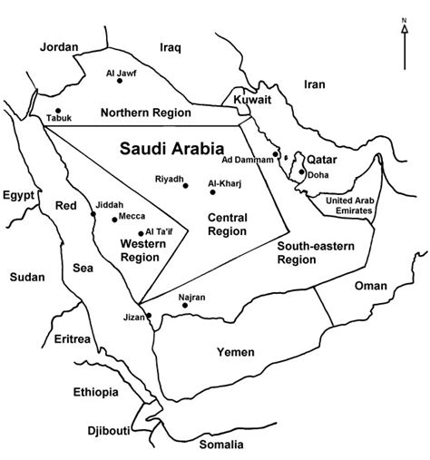 Map Of The Arabian Peninsula Showing The Saudi Regions And Arabian