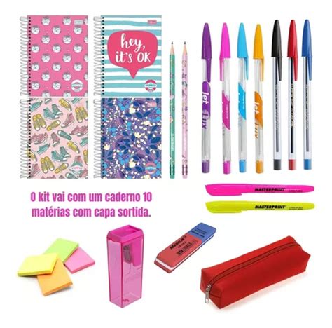 Kit Material Escolar Feminino Universitário Parcelamento sem juros