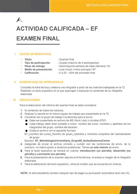 Evaluacion Final ACTIVIDAD CALIFICADA EF EXAMEN FINAL I DATOS