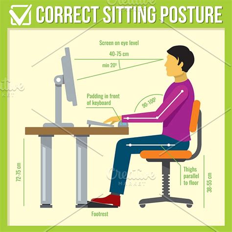 Correct sitting posture ~ Illustrations ~ Creative Market